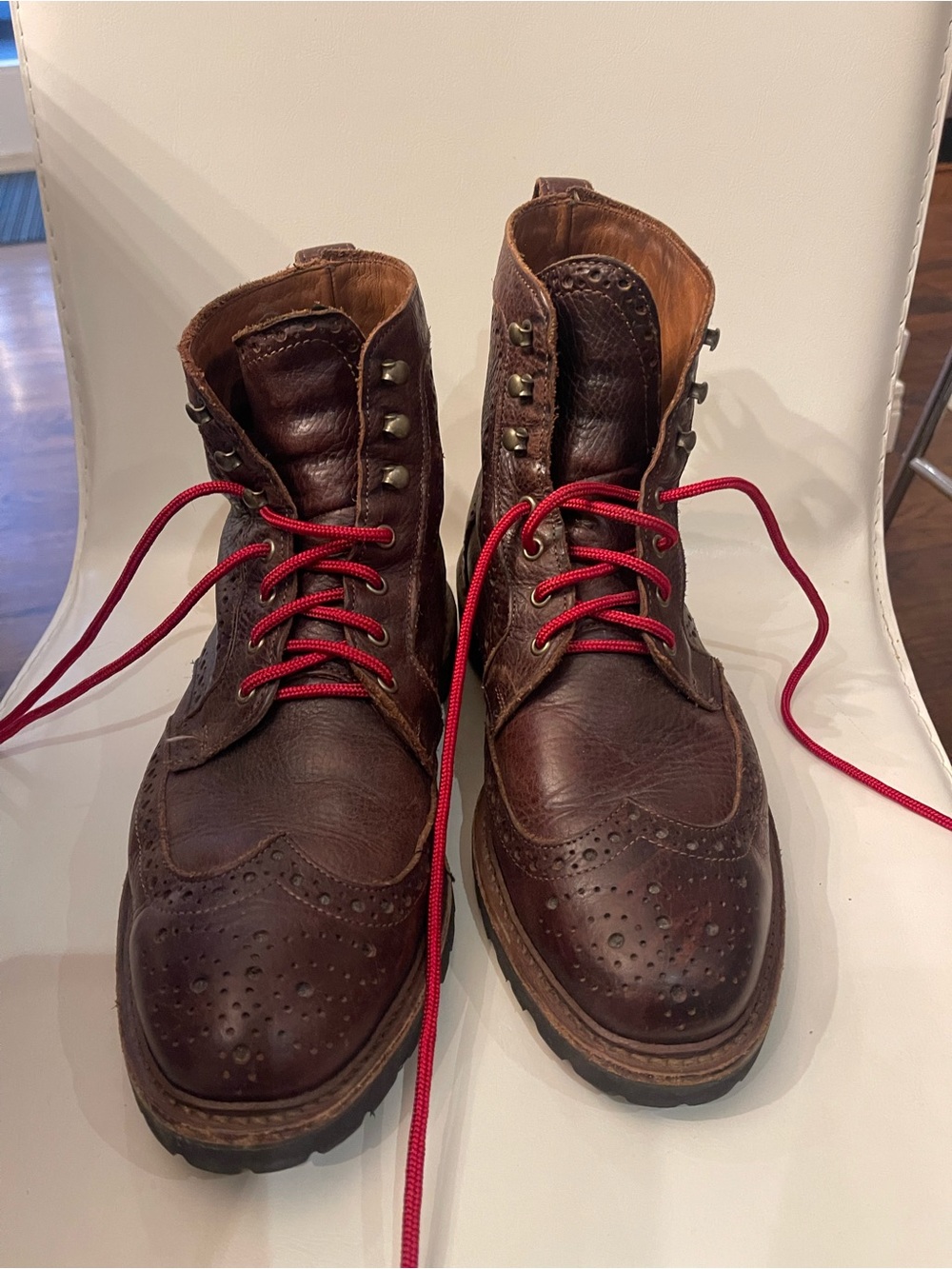 Allen Edmonds Long Branch Wingtip Boots Brown Leather Men’s 9.5 3E USA